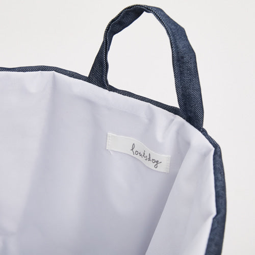 Louisdog-BigBow Basket/Navy Linen