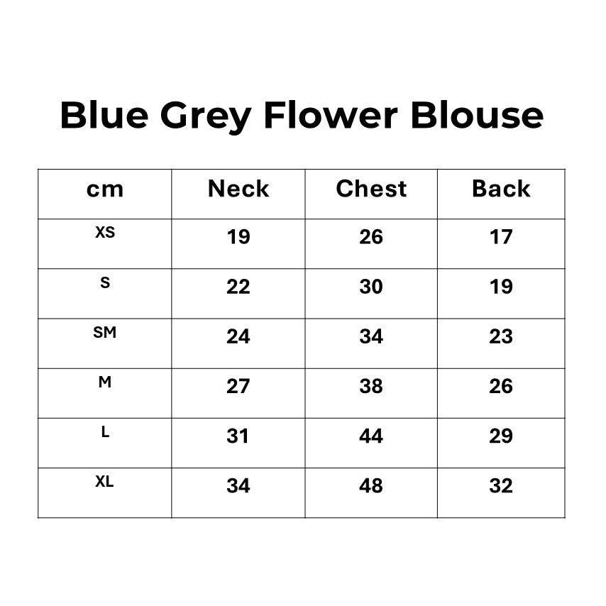 Louisdog (SM)-Blue grey flower blouse
