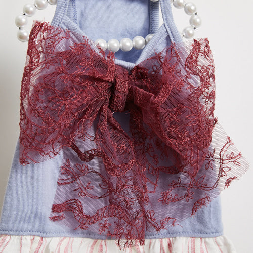 Louisdog (SM) Dream Blue Organic Big Bow Top
