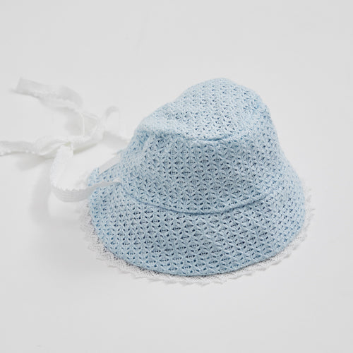 Louisdog-Palm Springs Revesible Bucket Hat/Blue Gingham