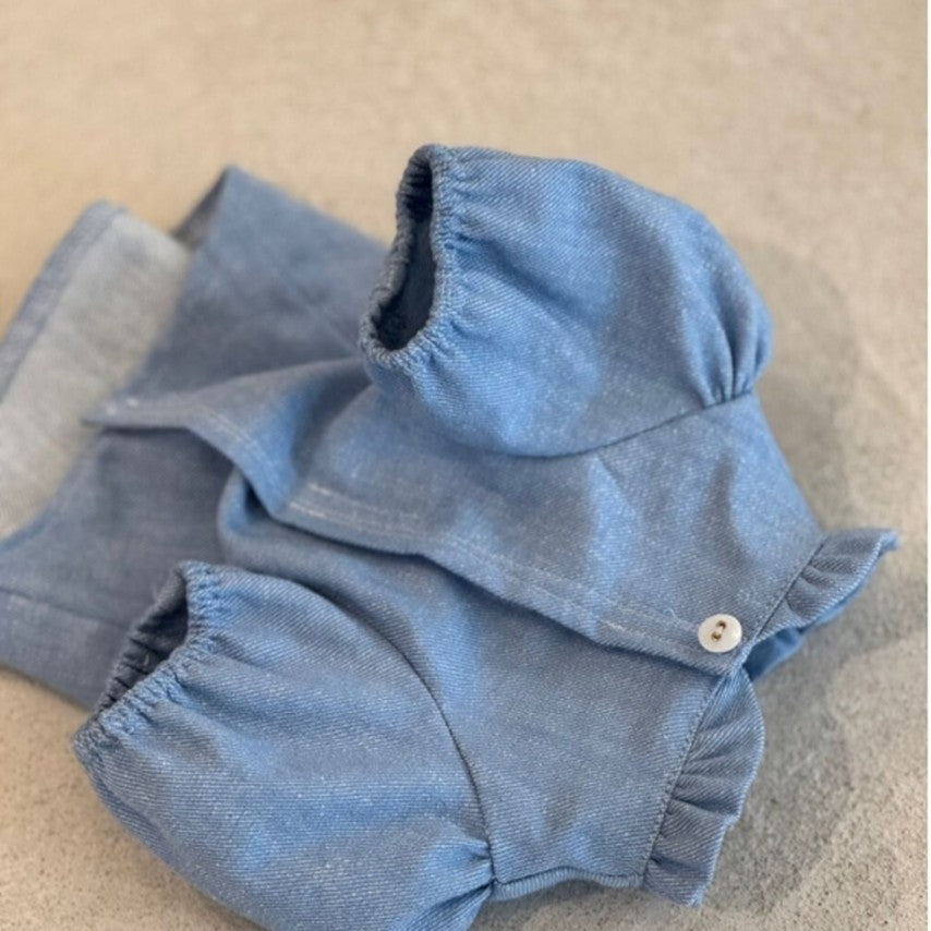 Lorelei Denim sophia puff blouse