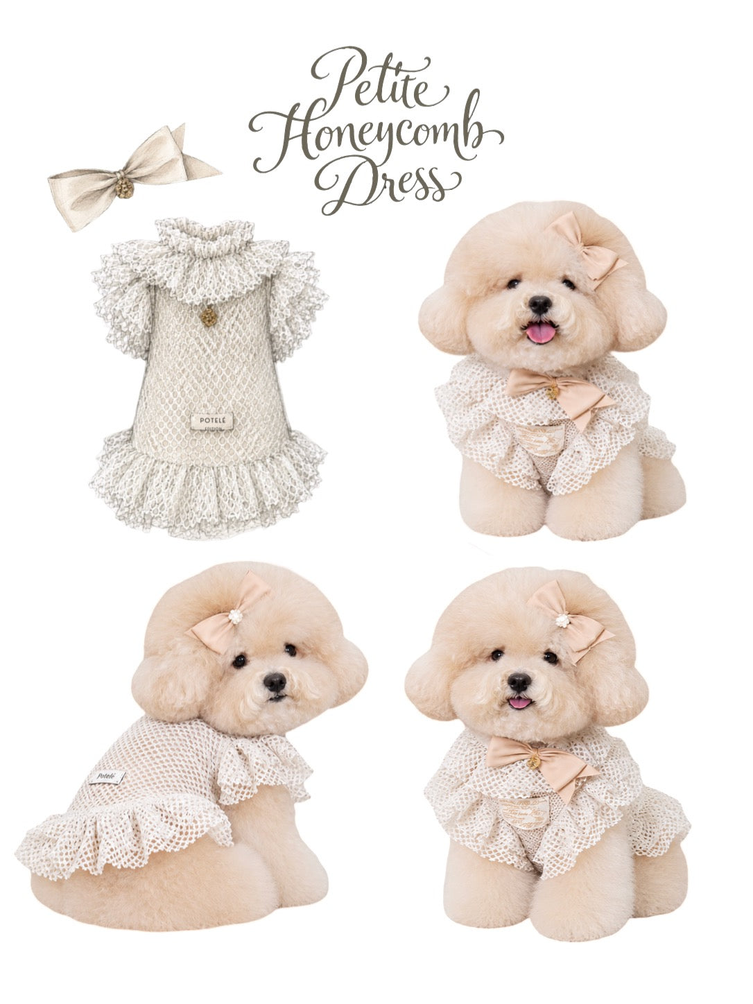 Soft Beige Petit Honeycomb Dress