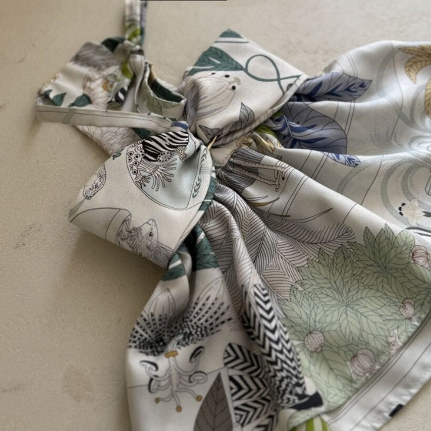 Green Gray Romantic Silk Dress