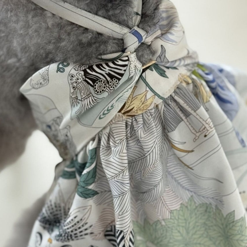 Green Gray Romantic Silk Dress