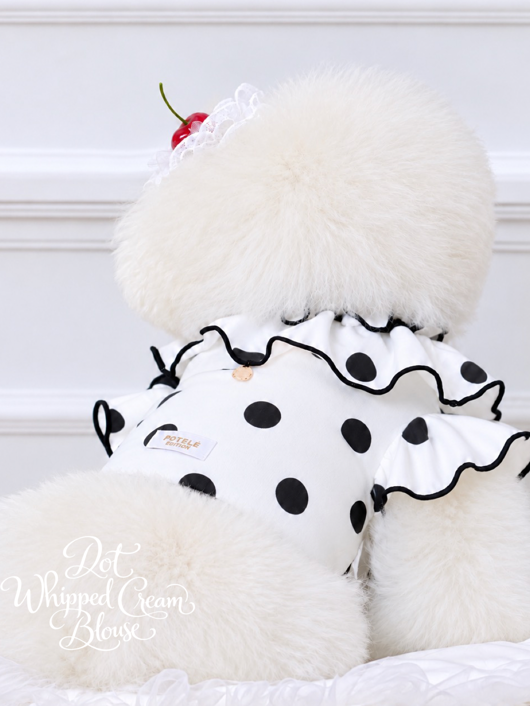 White with Black Dots Whipped Cream Blouse