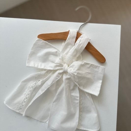 Avely White Big Bow Dress