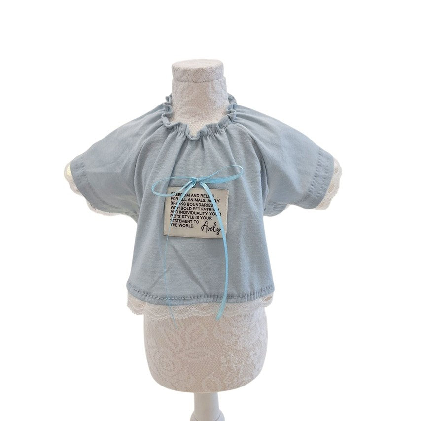 Avely Blue organic crop tee