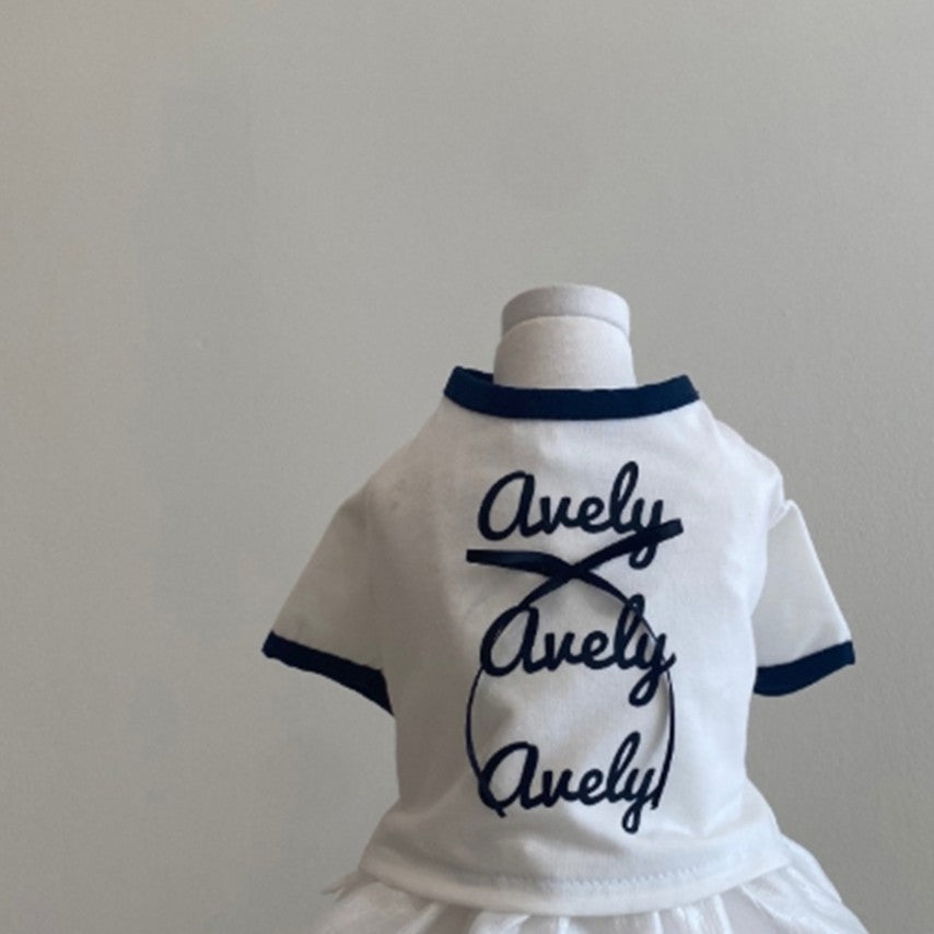 Avely White Lettering ringer tee