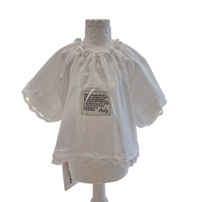 White organic crop tee