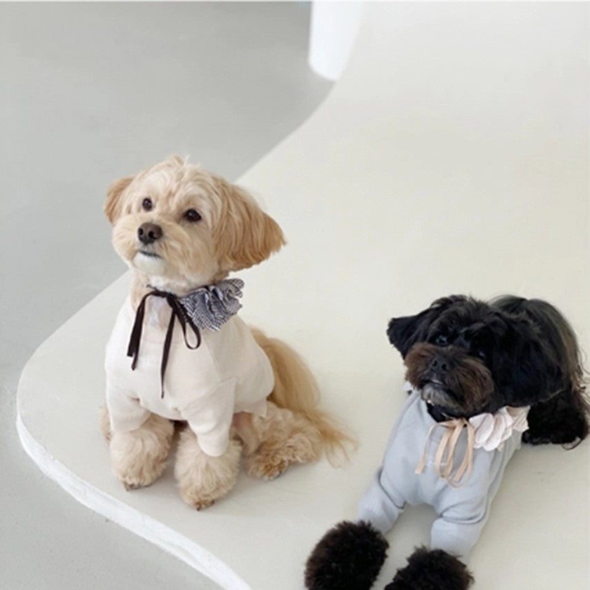 Brown Check Camellia collar