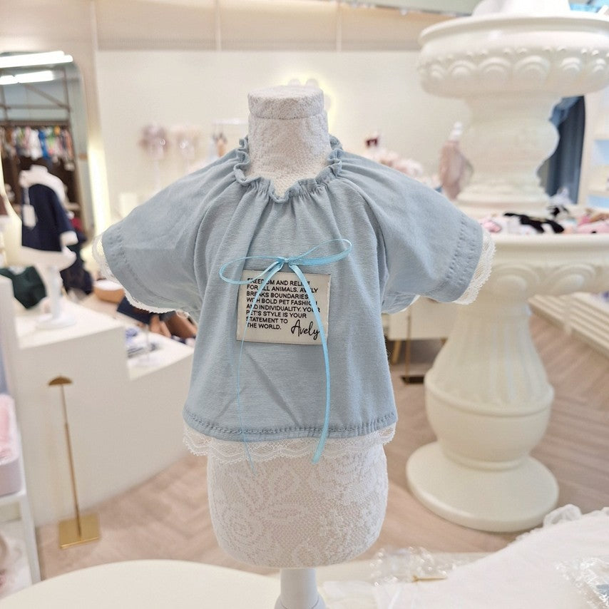 Avely Blue organic crop tee