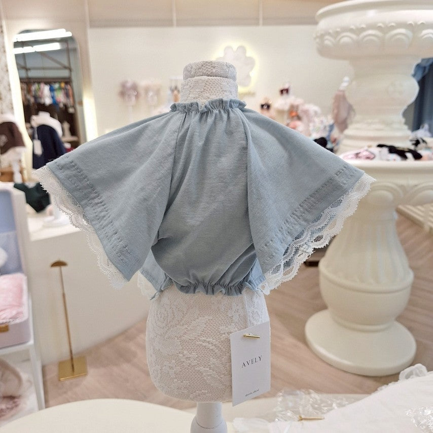 Avely Blue organic crop tee