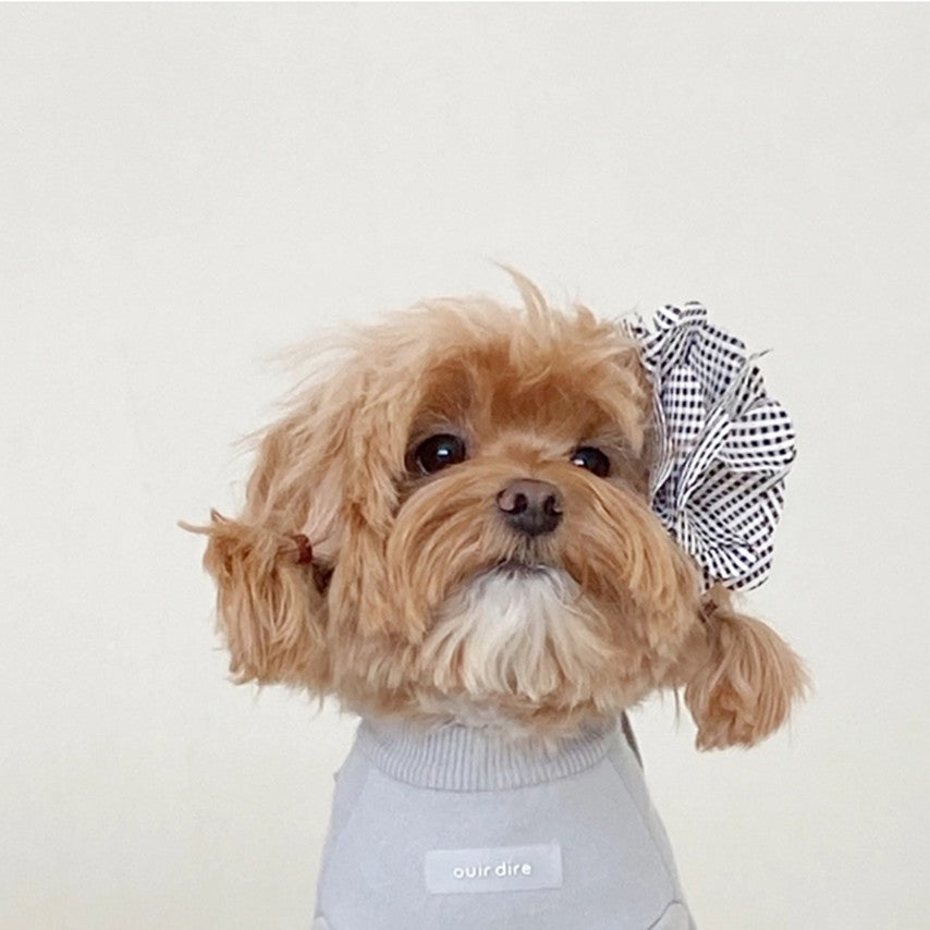 Brown Check Camellia collar