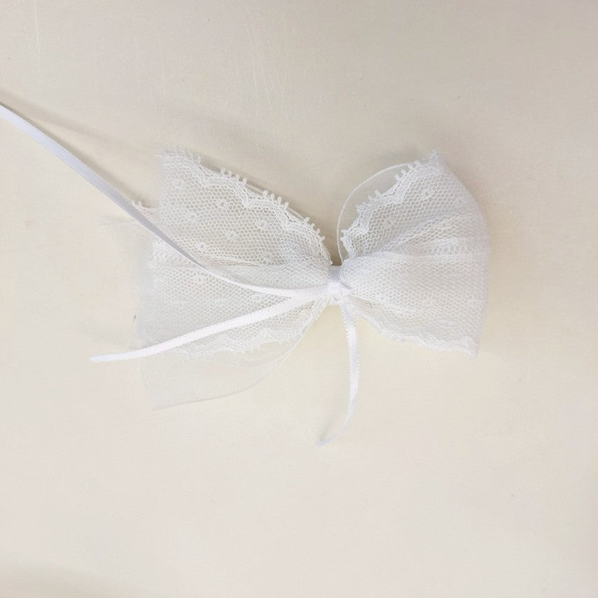 Avely Lace Bow White and Black
