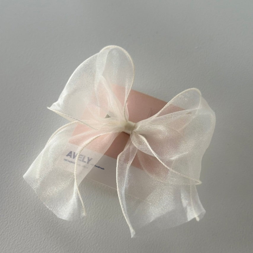 Avely Big Bow Pink and White