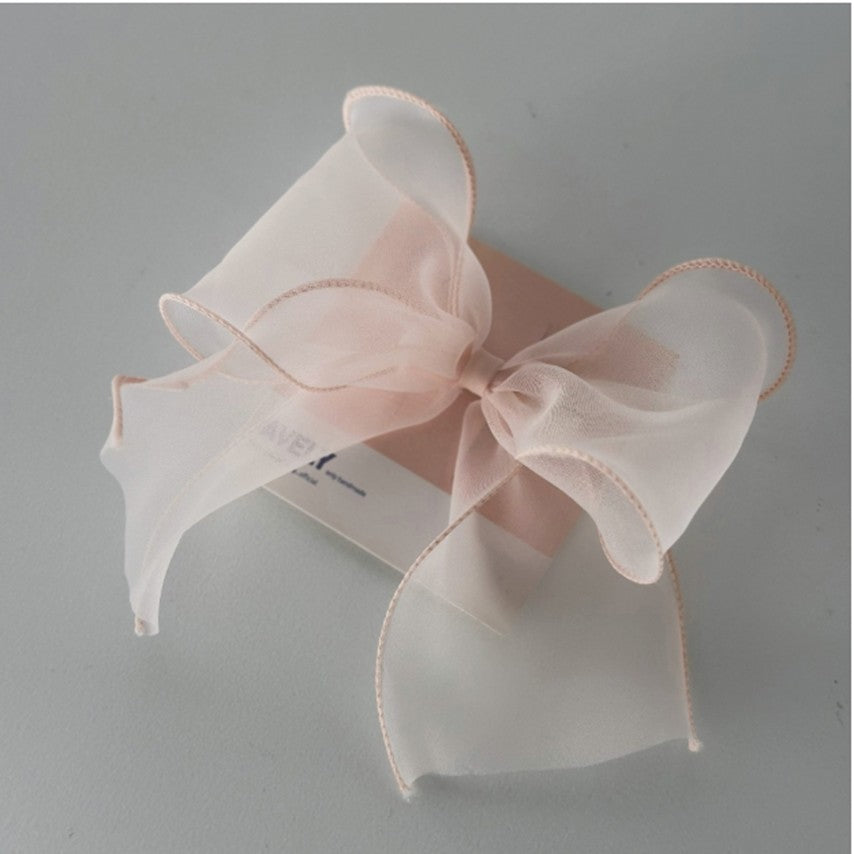 Avely Big Bow Pink and White